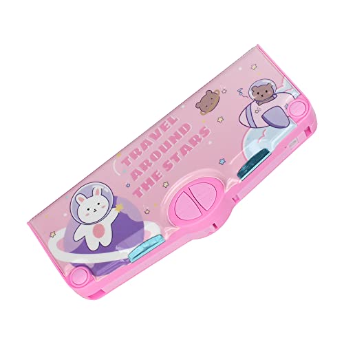 Minache Multifunction Pencil Case Pencil Box with 2 Compartments Cartoon Pattern Stationery Set with Pop Out Scissors and Pencil Sharpener - Image 4