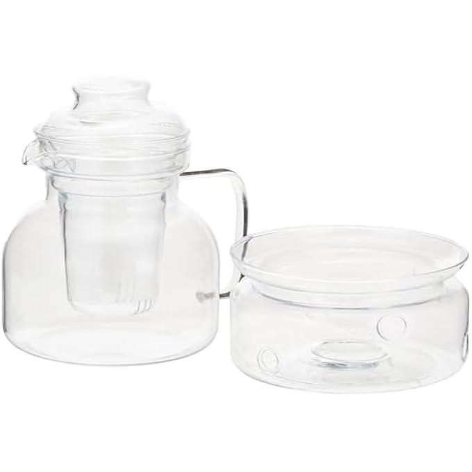 ريحني إبريق الشاي البسيط 15 رطل زجاج مقاوم للحرارة مع فلتر أساسي وأعشاب دافئ مناسب لاستخدام طباخ الغاز وطباخ كهربائي - Image 1