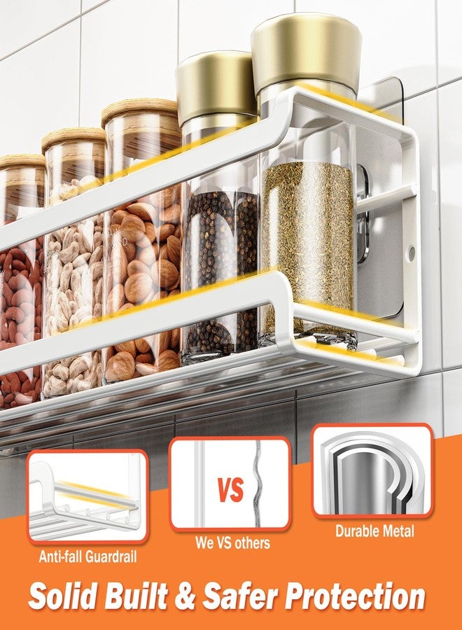 Bunoxea Spice Rack wall mounted 2 Pack, Space-Saving Spice Organizer for Spice Jars and Seasonings,Screw or Adhesive Hanging Spice Rack Organizer for Your Kitchen Cabinet,or Pantry Door,White - Image 5