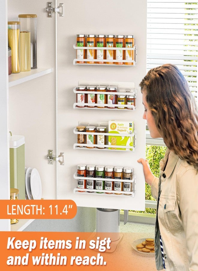 Bunoxea Spice Rack wall mounted 2 Pack, Space-Saving Spice Organizer for Spice Jars and Seasonings,Screw or Adhesive Hanging Spice Rack Organizer for Your Kitchen Cabinet,or Pantry Door,White - Image 3