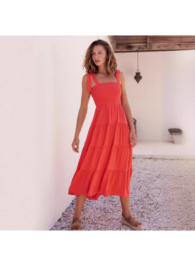 SPRING Summer New Style Elegant Strappy Tie Tube Top Large Skirt Dress Women - Image 3