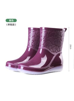 Generic New Style Kitchen Non-Slip Waterproof Flat Fashionable Rain Boots Womens Mid-Tube Fashionable Womens Adult Thick Bottom Rain Boots for Women3158 shoes-purple 3158 shoes-purple 