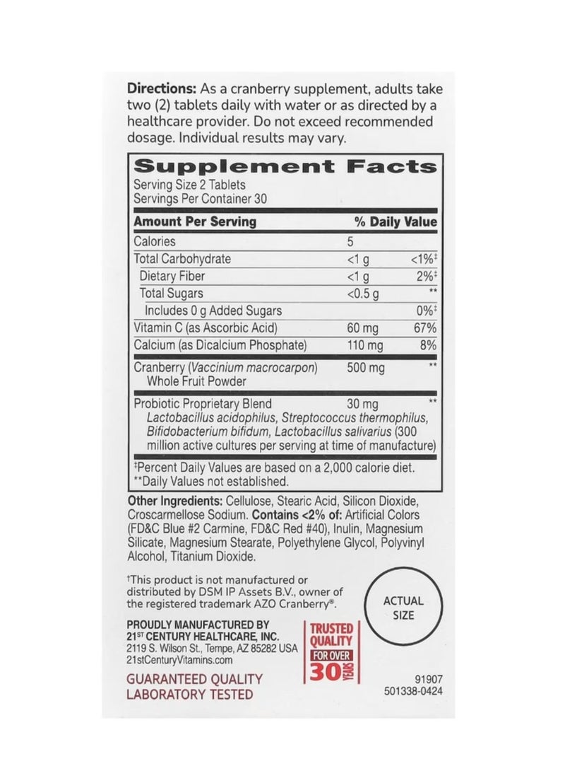 21st Century Cranberry with Probiotics 60 Tablets - Image 2