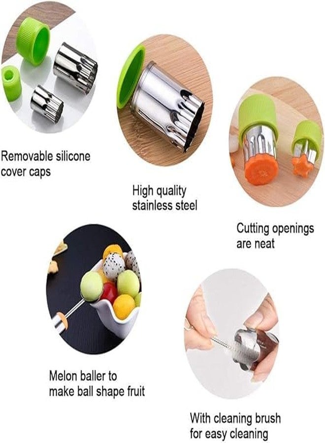 MOKVEE Stainless Steel Fruit & Vegetable Cutter Shapes Set, Cookie Cutters for Kids, Decorative Sandwich & Food Molds for Baking, Bento Lunch Box & Food Decoration(8-pcs) - Image 4