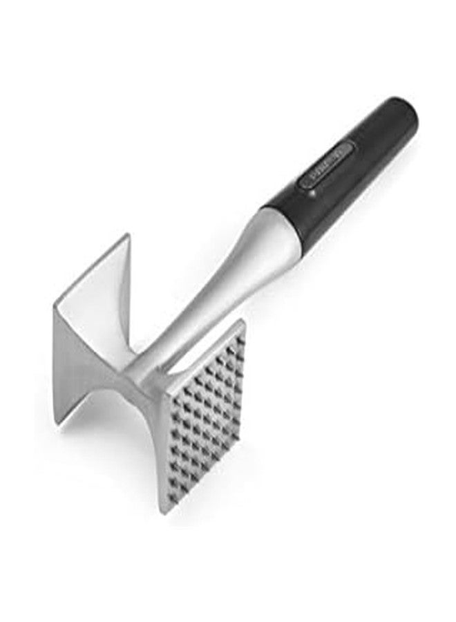 فاربرواير مطرقة لحوم فاربروير الاحترافية ثنائية الجوانب من الفولاذ المقاوم للصدأ، صلبة وملمسها مميز، بمقبض مريح، مثالية لدق اللحوم والمحار والمكسرات، آمنة للغسل في غسالة الأطباق، لون أسود - Image 1