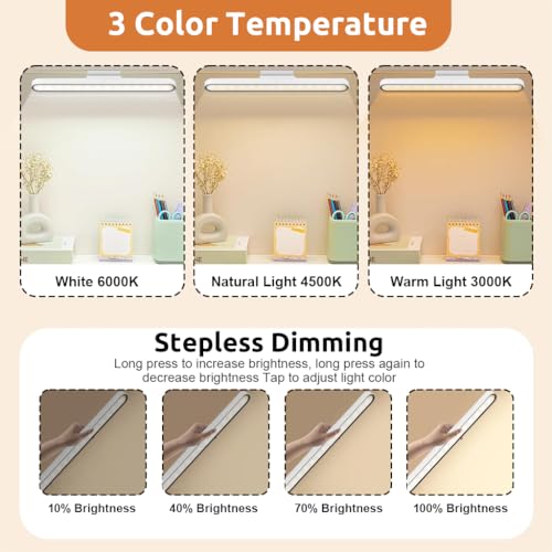 ELEPHANTBOAT Plastic Led Cabinet Lights With Magnet,Eye-Protection Study Light,3 Color Led Light,Touch Button Control,2000Mah Battery,Magnetic Installation Led Lights For Wardrobe,Closet,Bedside,White - Image 2