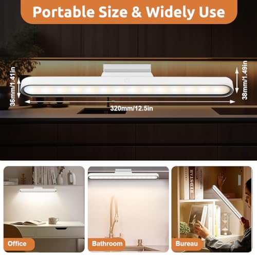 ELEPHANTBOAT Plastic Led Cabinet Lights With Magnet,Eye-Protection Study Light,3 Color Led Light,Touch Button Control,2000Mah Battery,Magnetic Installation Led Lights For Wardrobe,Closet,Bedside,White - Image 3
