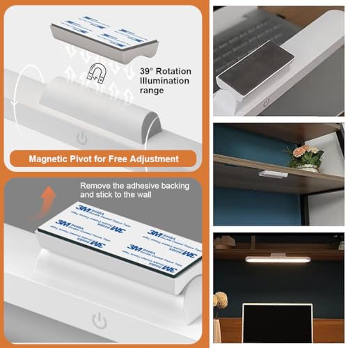 ELEPHANTBOAT Plastic Led Cabinet Lights With Magnet,Eye-Protection Study Light,3 Color Led Light,Touch Button Control,2000Mah Battery,Magnetic Installation Led Lights For Wardrobe,Closet,Bedside,White - Image 5