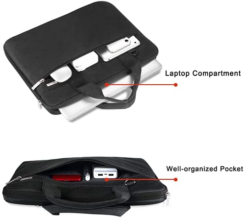 Voova Laptop Bag 13-14 Inch, 360° Protective Laptop Case Sleeve with Shoulder Strap Compatible with Macbook Air 13, MacBook Pro 13/14, Waterproof Computer Bag Slim Briefcase for Men Women, Black - Image 2