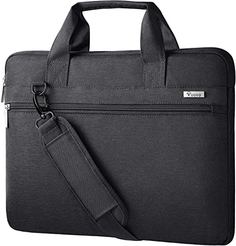 Voova Laptop Bag 13-14 Inch, 360° Protective Laptop Case Sleeve with Shoulder Strap Compatible with Macbook Air 13, MacBook Pro 13/14, Waterproof Computer Bag Slim Briefcase for Men Women, Black - Image 1