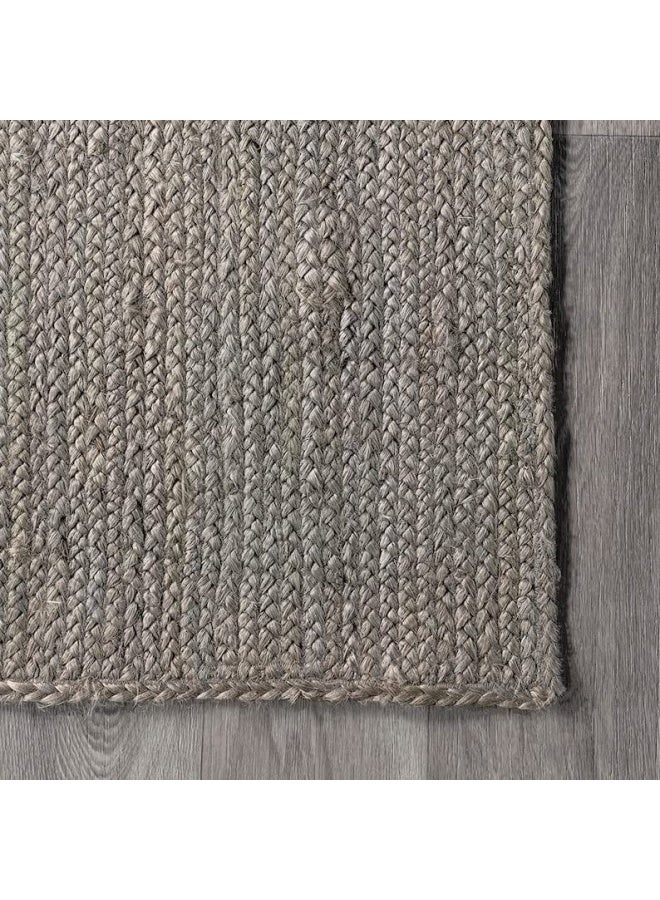HANDPICKED FURNITURE Jute White Rectangular Carpet Ultra Soft Area Carpets For Bed Room Living Room And Dining Room Anti-Slip Floor Carpets Easy To Clean Made In India Grey - Image 4