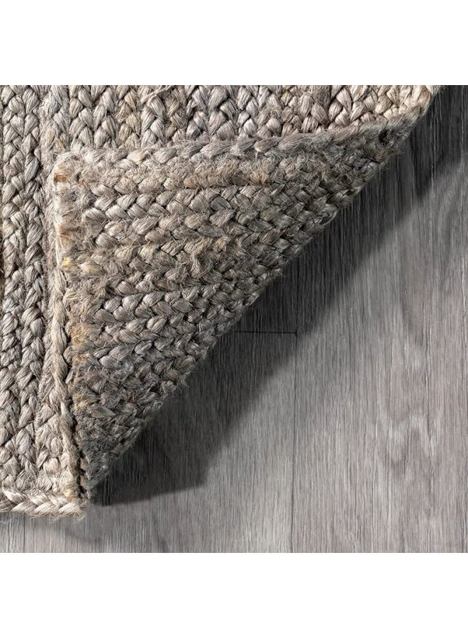 HANDPICKED FURNITURE Jute White Rectangular Carpet Ultra Soft Area Carpets For Bed Room Living Room And Dining Room Anti-Slip Floor Carpets Easy To Clean Made In India Grey - Image 3