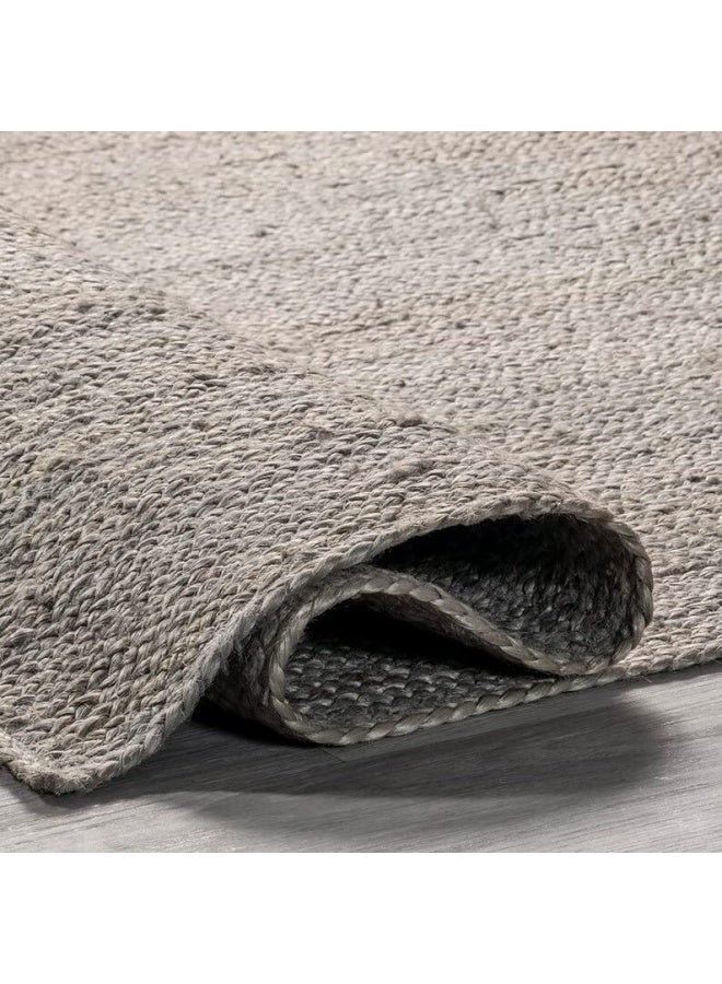 HANDPICKED FURNITURE Jute White Rectangular Carpet Ultra Soft Area Carpets For Bed Room Living Room And Dining Room Anti-Slip Floor Carpets Easy To Clean Made In India Grey - Image 2