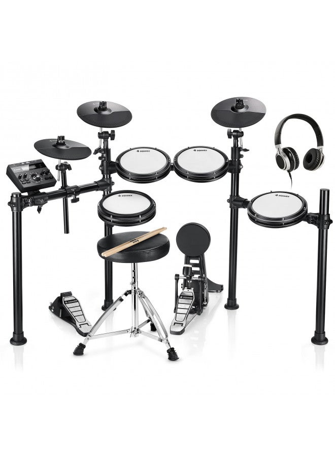 Donner Donner DED-200 Electric Kit Electronic with Mesh Head 8 Piece, Drum Throne, Sticks Headphone and Audio Cable Included, More Stable Iron Metal Support Set 