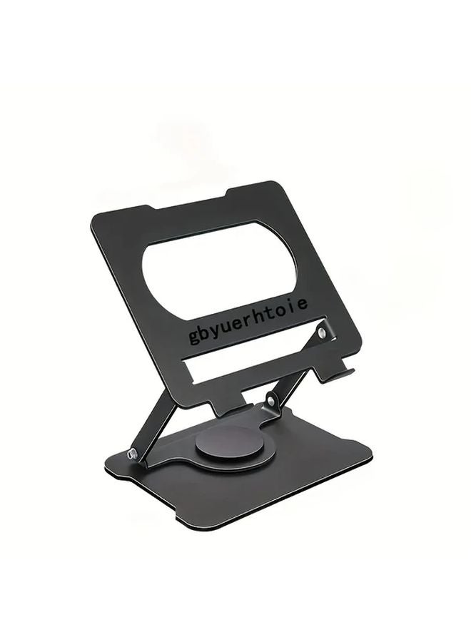 Regular Black Alloy Laptop Tablet Stand Foldable Adjustable Height Angle Rotating Display - Image 2