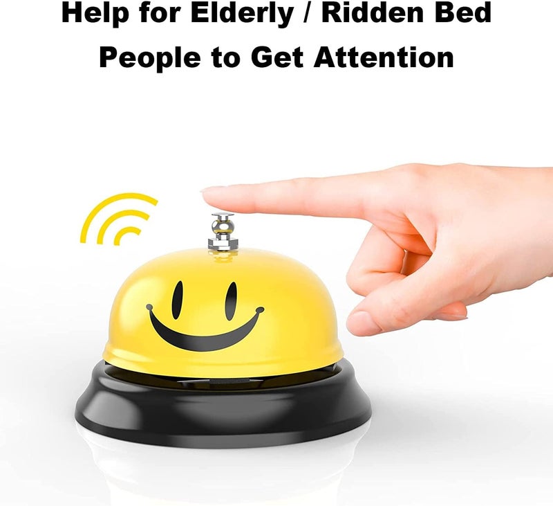 X spring Service Call Bell, 2 Packs Yellow Counter Bell With Environmental Protection Paint Anti-Rust Coating, Front Desk Bell For Schools, Dinner, Hotel, Reception Areas, Service Bell Dinner Desk Bell - Image 3