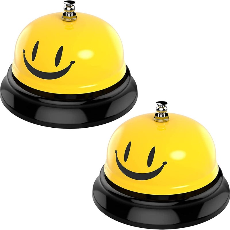 X spring Service Call Bell, 2 Packs Yellow Counter Bell With Environmental Protection Paint Anti-Rust Coating, Front Desk Bell For Schools, Dinner, Hotel, Reception Areas, Service Bell Dinner Desk Bell - Image 1