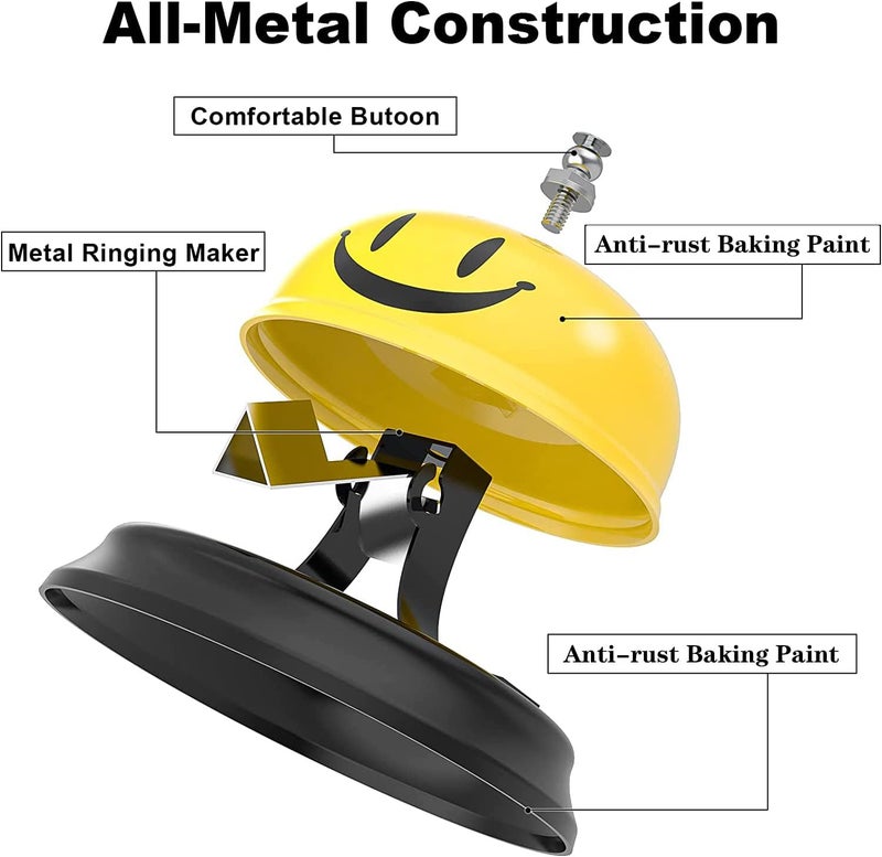 X spring Service Call Bell, 2 Packs Yellow Counter Bell With Environmental Protection Paint Anti-Rust Coating, Front Desk Bell For Schools, Dinner, Hotel, Reception Areas, Service Bell Dinner Desk Bell - Image 2