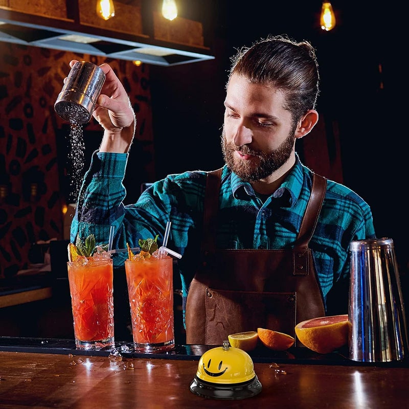 X spring Service Call Bell, 2 Packs Yellow Counter Bell With Environmental Protection Paint Anti-Rust Coating, Front Desk Bell For Schools, Dinner, Hotel, Reception Areas, Service Bell Dinner Desk Bell - Image 5