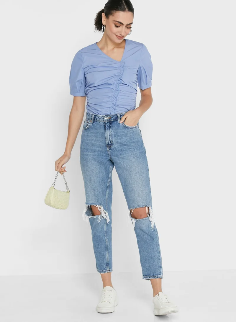Ginger Solid Ruched Top