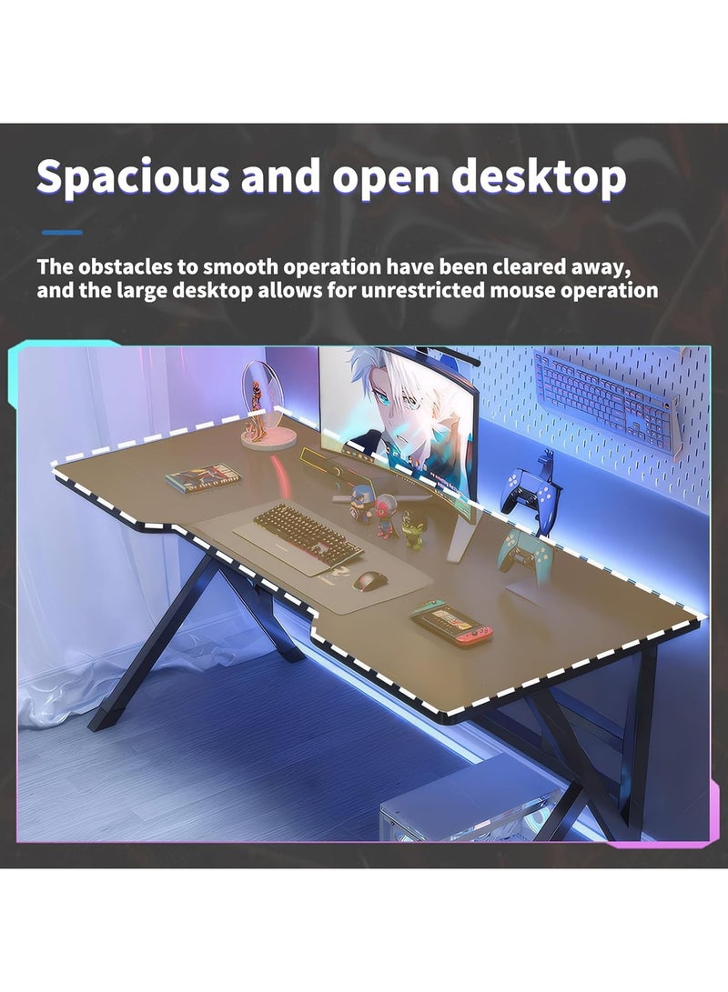 OHAHO 120CM Gaming Table,Gaming Desk, Computer Desk Home Office Desk Extra Large Modern Ergonomic Black PC Table Gamer Workstation (Black, 120x60x75cm) - Image 3