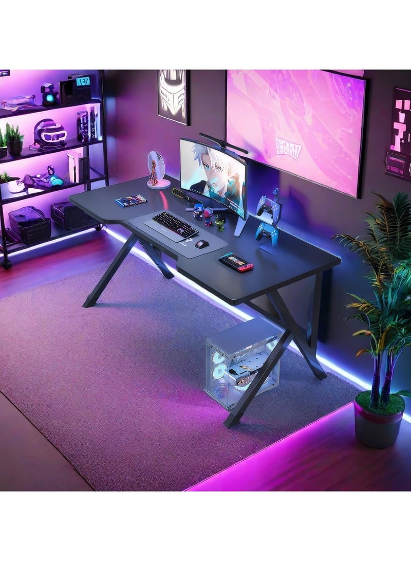 OHAHO 120CM Gaming Table,Gaming Desk, Computer Desk Home Office Desk Extra Large Modern Ergonomic Black PC Table Gamer Workstation (Black, 120x60x75cm) - Image 5