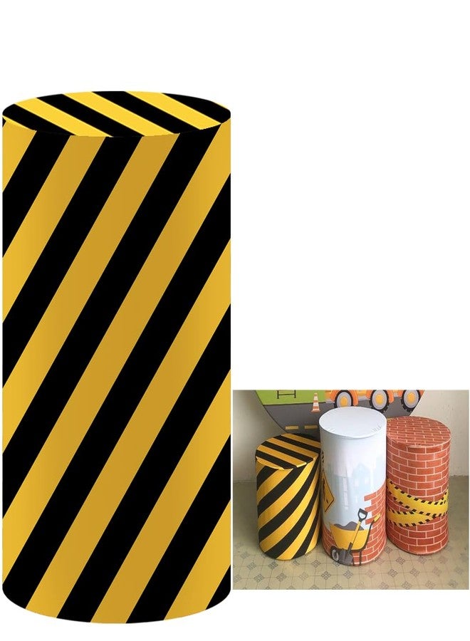 FiVan Construction Theme Pedestal Cover Plinth Decor Cloth Baby Birthday Party Prop Elastic Stretch Spandex for Metal Stands (D36cm(14.2") H75cm(29.5"),FUS-HP-2110) - Image 1