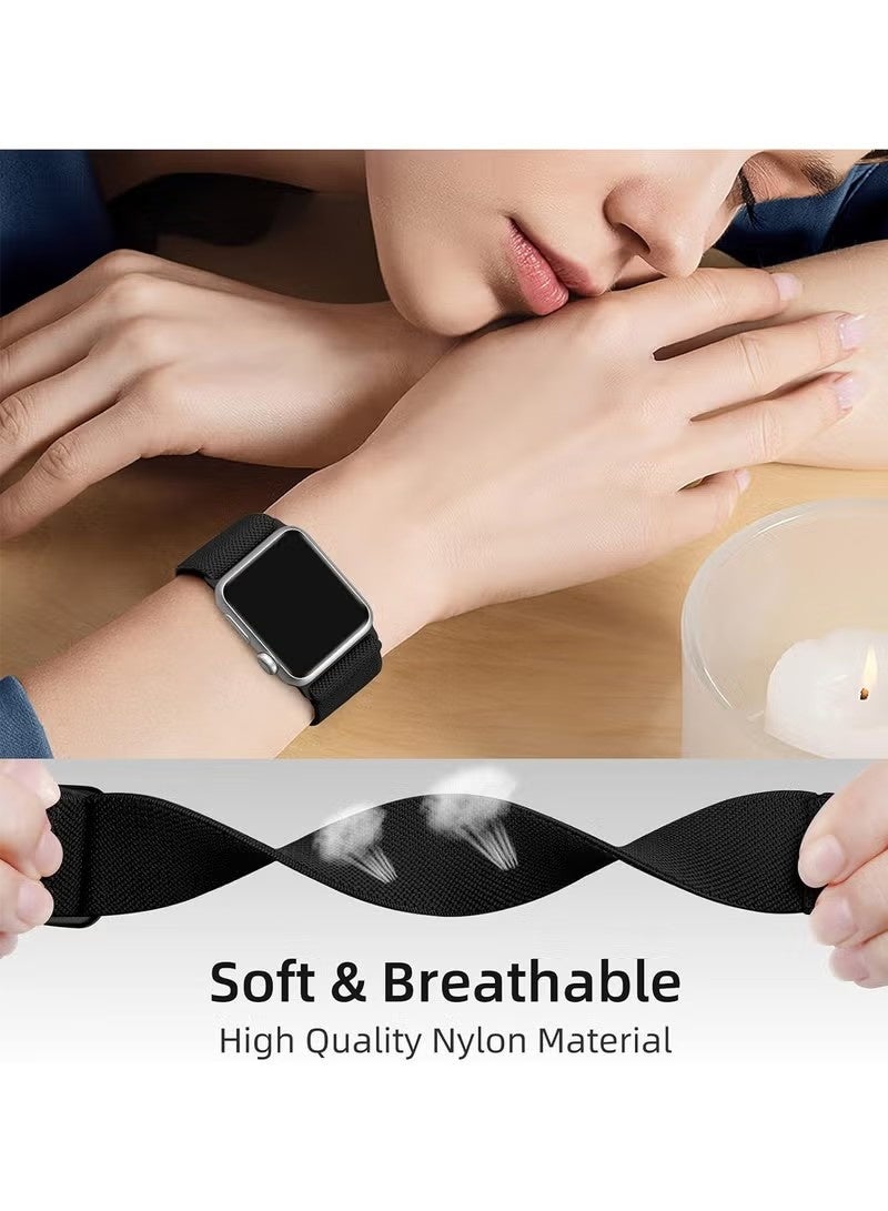 Stretchy Solo Loop Band Compatible with Apple Watch Bands for 49mm 46mm 45mm 44mm 42mm, Soft Nylon Elastic Braided Strap for iWatch Series 10 9 8 7 6 5 4 3 2 1 SE Ultra 2 - Image 3