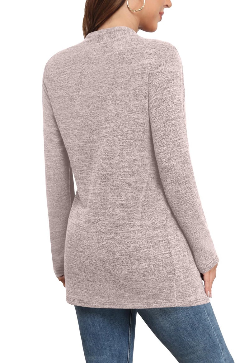 Yincro Womens Lightweight Cardigan Long Sleeve Open Front Casual Sweater Cardigans with Pockets (Gray Pink, XL) - Image 2