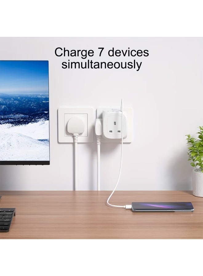 FUDIYA A New Power Strip Featuring Three AC Outlets, One Main Switch, Two USB-A Ports, Two Type-C Ports, And a 6-Foot Extension Cord, Designed for Use in Homes, Offices, Kitchens, Garages, And Dormitories - Image 3