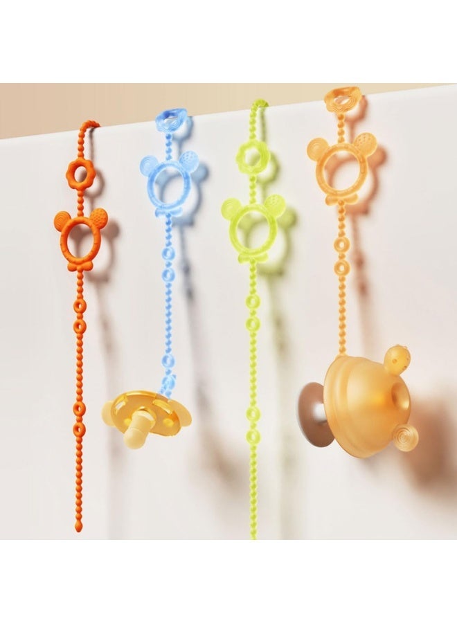 ECVV ECVV 4 Pack Toy Safety Straps for Baby Silicone Adjustable Baby Tether Pacifier Clips Stretchable Sippy Cup Straps Baby Toy Clips for Strollers, High Chair, Cribs, Bags, Car Seat - Image 1