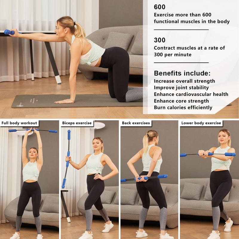 OSCILLATING SLIM Fitness Bar for Workout,Elastic Exercise Bar, Vibration Weight Stick,Body Physical Therapy,Core Strength Training,Arm Shoulder Stretch At Home Gym. - Image 2