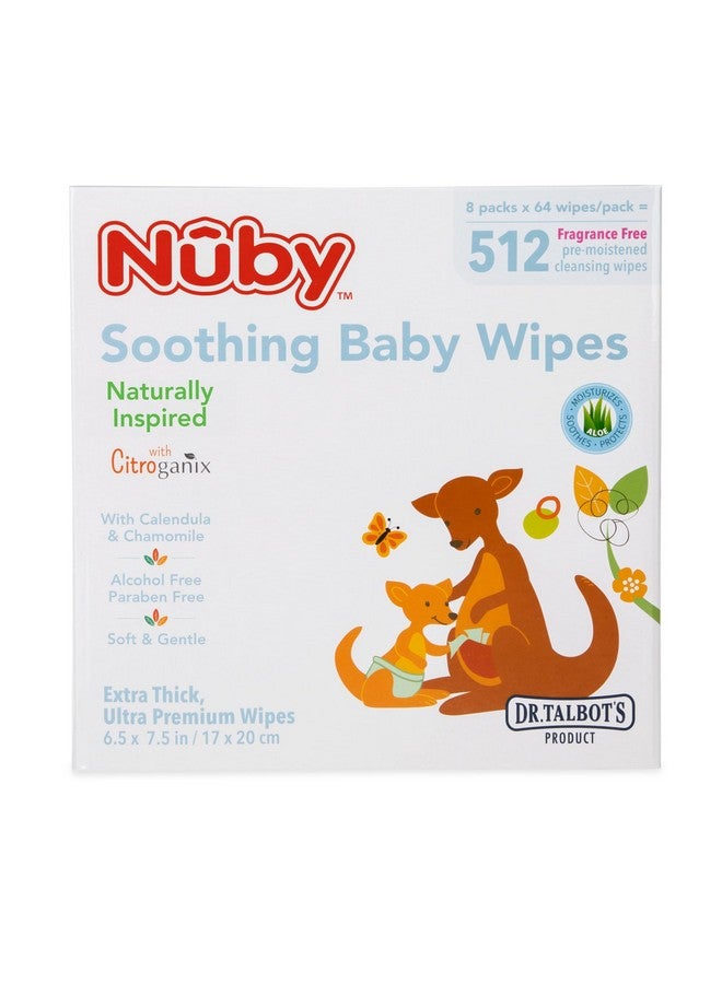 Nuby Nuby's Soothing Ultra Premium Baby Wipes Naturally Inspired with Chamomile, Aloe, and Citroganix, Fragrance Free, Extra Thick, 512 Count - Image 4