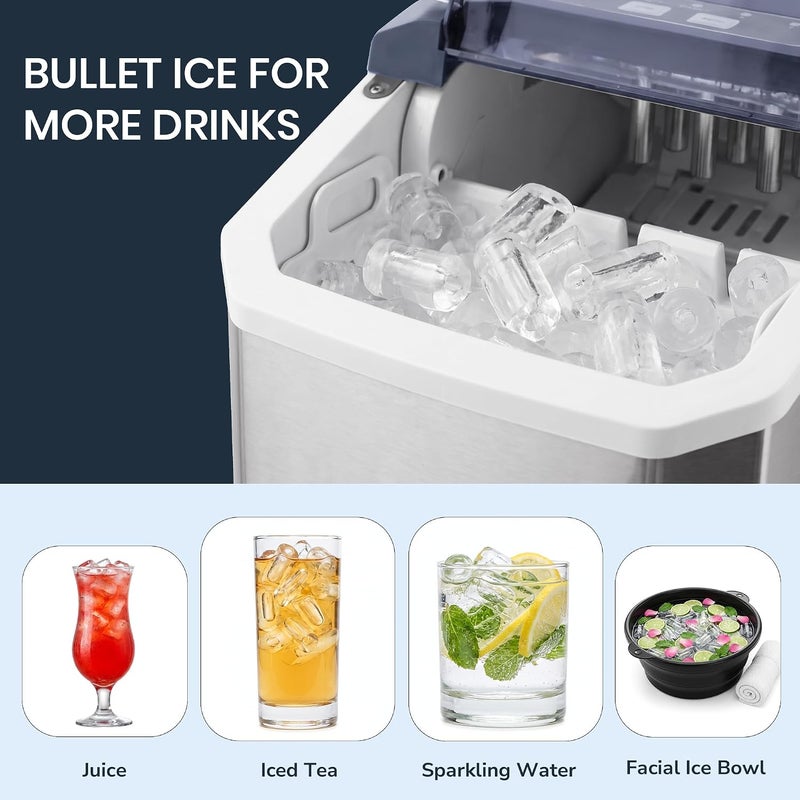 UREVO Portable Countertop Ice Maker with Adjustable 5 Ice Sizes and Self-Cleaning Function - Image 4