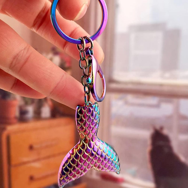 comfrt Sequins Mermaid Tails Keychains Party Favors Car Key Holder Handbag Purse Backpack Charm Pendant for Mermaid Themed Party Favors - Image 5