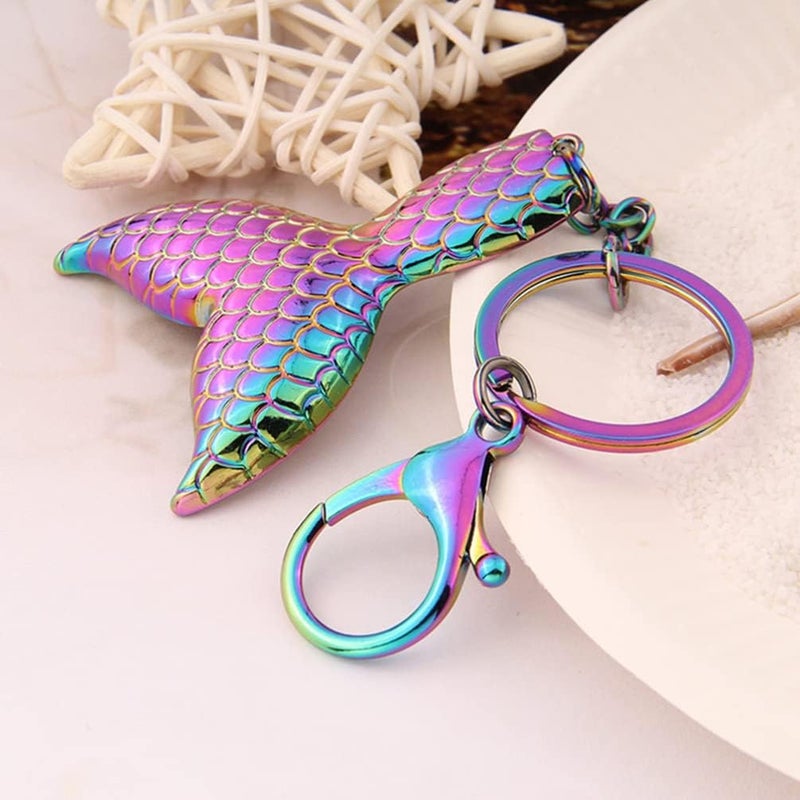 comfrt Sequins Mermaid Tails Keychains Party Favors Car Key Holder Handbag Purse Backpack Charm Pendant for Mermaid Themed Party Favors - Image 2