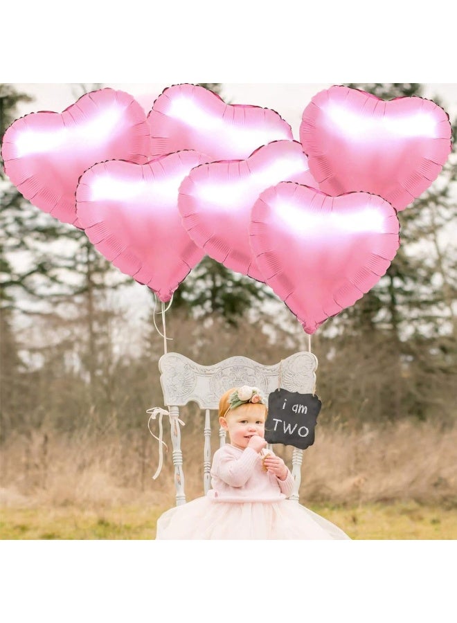 Pink Heart Balloons for Party Decoration – Pack of 6, 18 Inch | Foil Heart Shaped Balloons for Wedding Decorations | Pink Balloons for Engagement, Bridal Shower, Valentines Decorations or Anniversary - Image 2