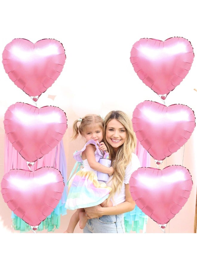 Pink Heart Balloons for Party Decoration – Pack of 6, 18 Inch | Foil Heart Shaped Balloons for Wedding Decorations | Pink Balloons for Engagement, Bridal Shower, Valentines Decorations or Anniversary - Image 5