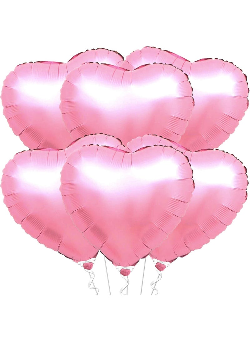 Pink Heart Balloons for Party Decoration – Pack of 6, 18 Inch | Foil Heart Shaped Balloons for Wedding Decorations | Pink Balloons for Engagement, Bridal Shower, Valentines Decorations or Anniversary - Image 1