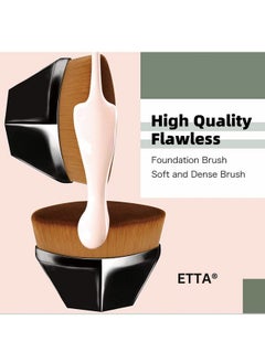 إيتا فرشاة مكياج الأساس ETTA® ذات السطح المسطح من كابوكي ذات شكل سداسي لأحمر الخدود وبودرة الأساس السائلة لمزج مستحضرات التجميل السائلة أو الكريمية أو البودرة الخالية من العيوب (أسود)  - Image 2