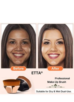 إيتا فرشاة مكياج الأساس ETTA® ذات السطح المسطح من كابوكي ذات شكل سداسي لأحمر الخدود وبودرة الأساس السائلة لمزج مستحضرات التجميل السائلة أو الكريمية أو البودرة الخالية من العيوب (أسود)  - Image 3