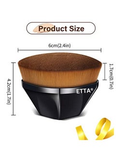 إيتا فرشاة مكياج الأساس ETTA® ذات السطح المسطح من كابوكي ذات شكل سداسي لأحمر الخدود وبودرة الأساس السائلة لمزج مستحضرات التجميل السائلة أو الكريمية أو البودرة الخالية من العيوب (أسود)  - Image 4