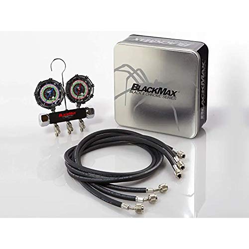 CPS MBH4P5Z BlackMax® Manifold and Gauge Set - Includes 5' Pro-Set® Hoses, Psi & °F Scales, Protective Gauge Boots, Made in USA - Image 2