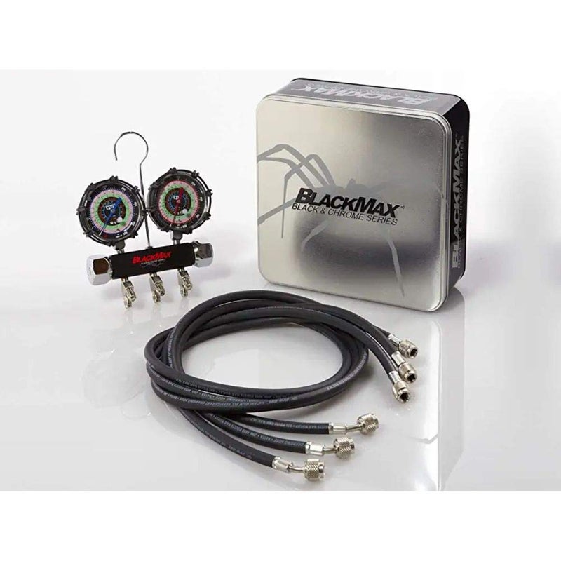 CPS MBH4P5Z BlackMax® Manifold and Gauge Set - Includes 5' Pro-Set® Hoses, Psi & °F Scales, Protective Gauge Boots, Made in USA - Image 4