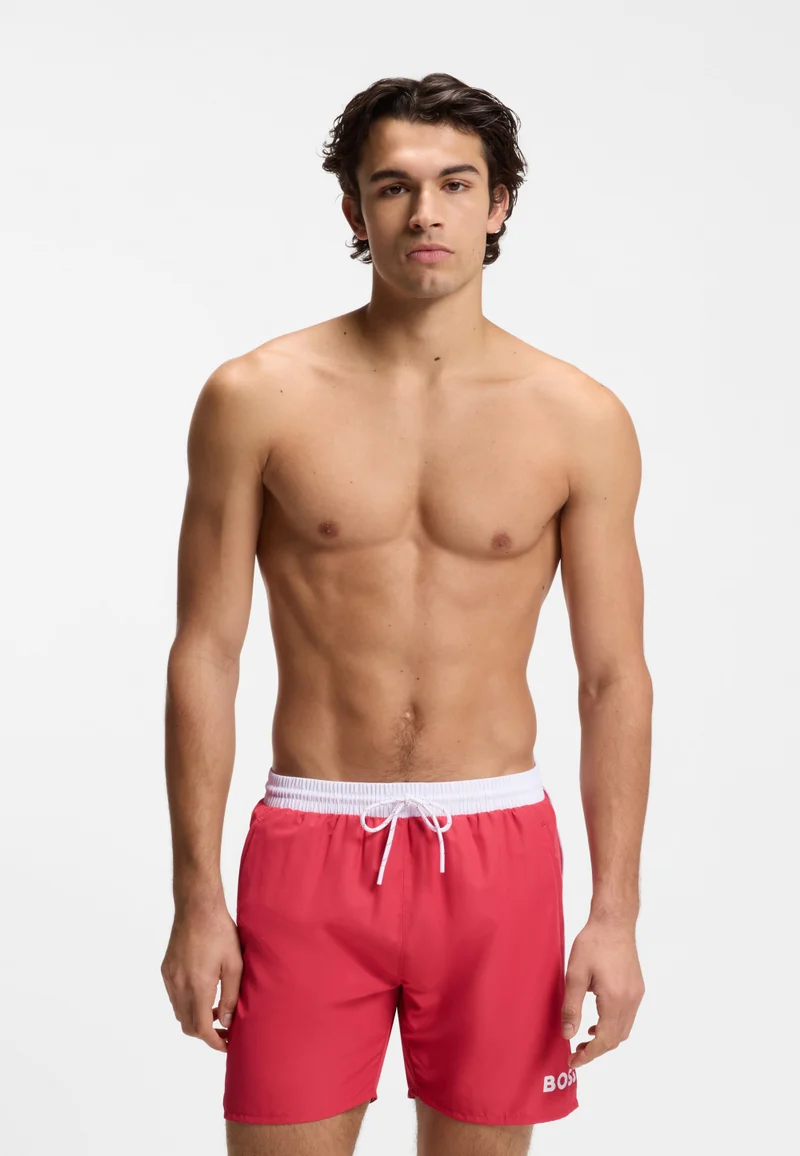 BOSS Swim shorts with contrast logo and piping