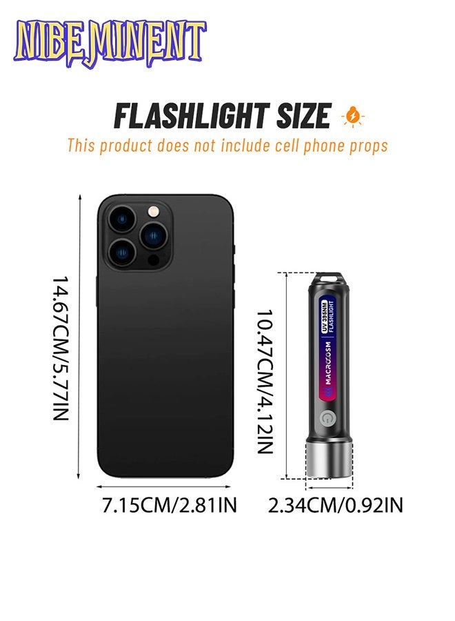 NIBEMINENT 2pcs 395nm UV LED Flashlights - USB Rechargeable, High-Power for Urine & Scorpion Detection, Resin Curing, Pet Stain Removal, Camping & Fishing, Hotel Inspection, Nail Lamp, Portable - Image 3