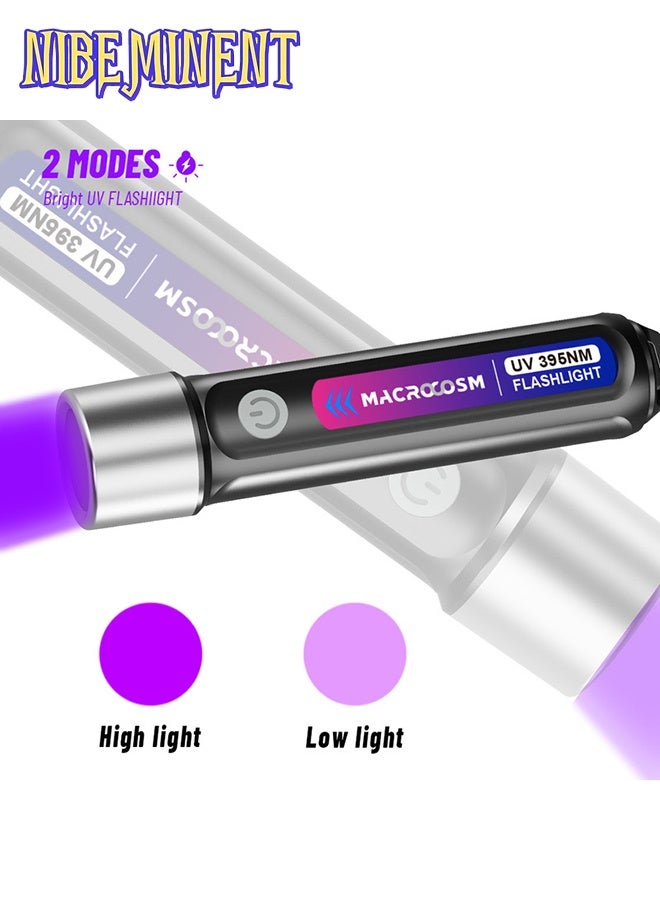 NIBEMINENT 2pcs 395nm UV LED Flashlights - USB Rechargeable, High-Power for Urine & Scorpion Detection, Resin Curing, Pet Stain Removal, Camping & Fishing, Hotel Inspection, Nail Lamp, Portable - Image 4