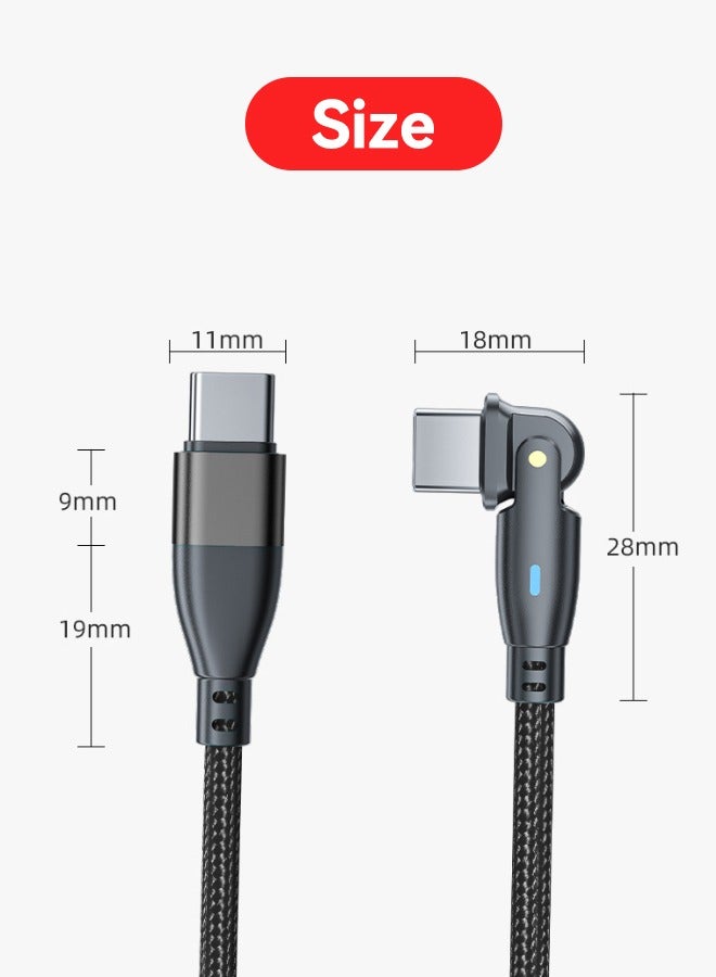 USB C to USB C Fast Charging Cable 60W 2 Meters with USB A Adapter, 20V/3A 180° Rotating Fast Charge Cable, Nylon Braided Fast Charging Cord Type C Compatible with MacBook Pro Air, iPad Pro, Samsung - Image 4
