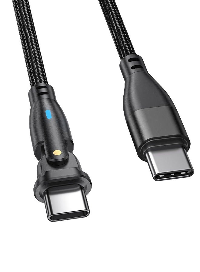 USB C to USB C Fast Charging Cable 60W 2 Meters with USB A Adapter, 20V/3A 180° Rotating Fast Charge Cable, Nylon Braided Fast Charging Cord Type C Compatible with MacBook Pro Air, iPad Pro, Samsung - Image 3