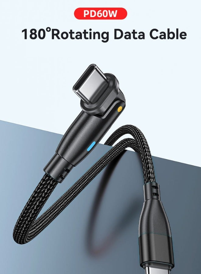 USB C to USB C Fast Charging Cable 60W 2 Meters with USB A Adapter, 20V/3A 180° Rotating Fast Charge Cable, Nylon Braided Fast Charging Cord Type C Compatible with MacBook Pro Air, iPad Pro, Samsung - Image 5